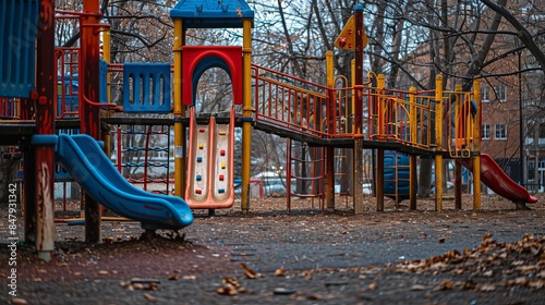 "Stock Photo: Playground Locked and Quarantined Due to the Coronavirus Epidemic"