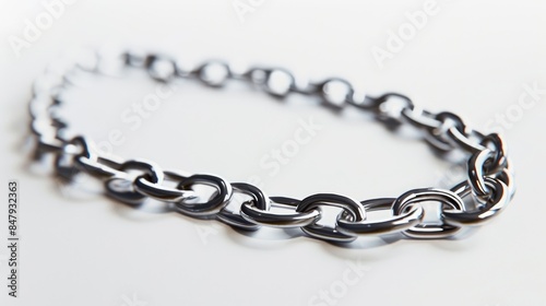 Metal chain detail on a white background