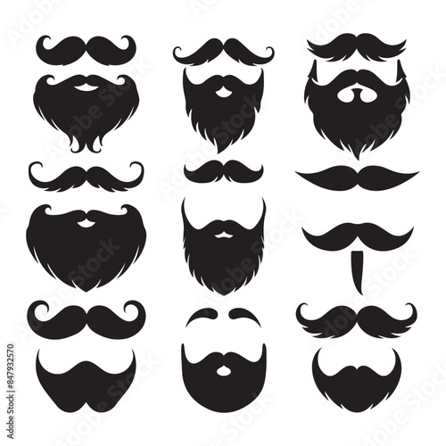Mustache  silhouette, Mustache vector icons silhouette