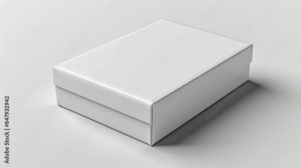 Closed white box mockup on white background standing Closed white box mockup on white background standing