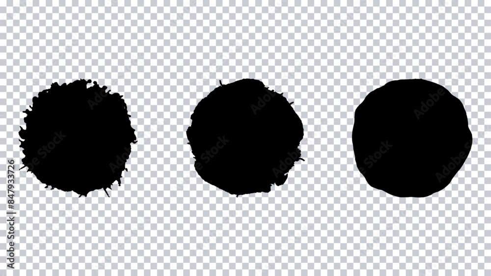 Brush circles rounded shape. Collection of brushes on a transparent background for your design.