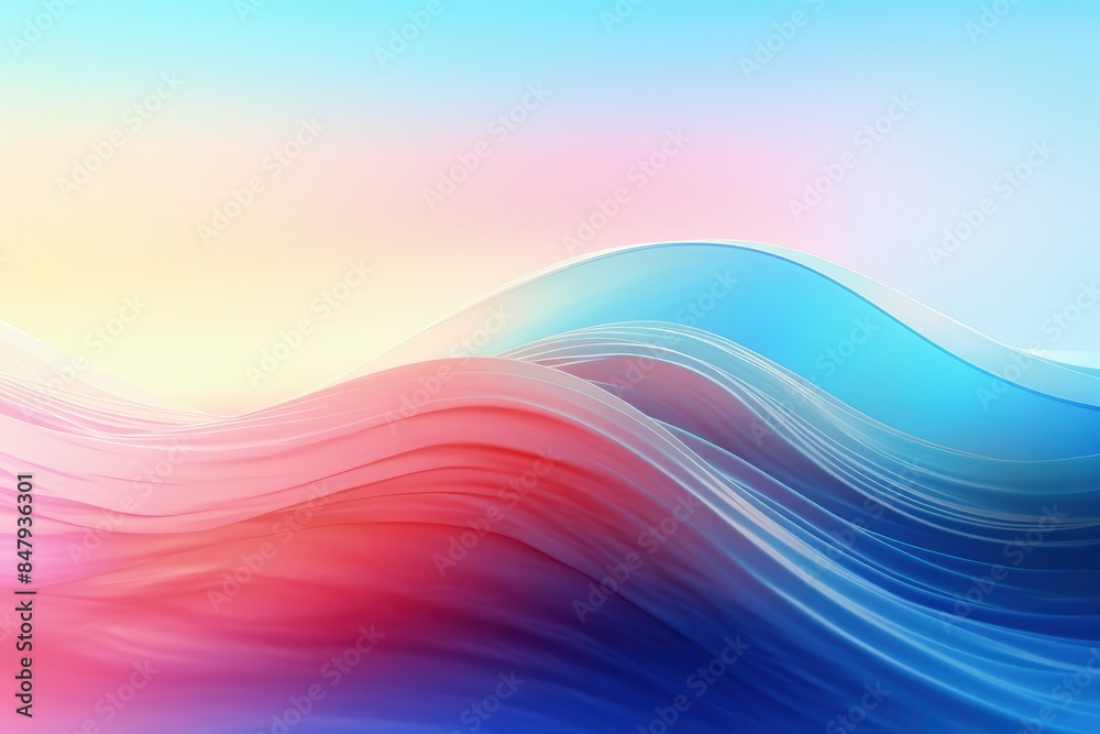 Blurred colored abstract gradient background, waves shape glowing in ultraviolet spectrum. Background for banner, backdrop or texture for 3D mapping
