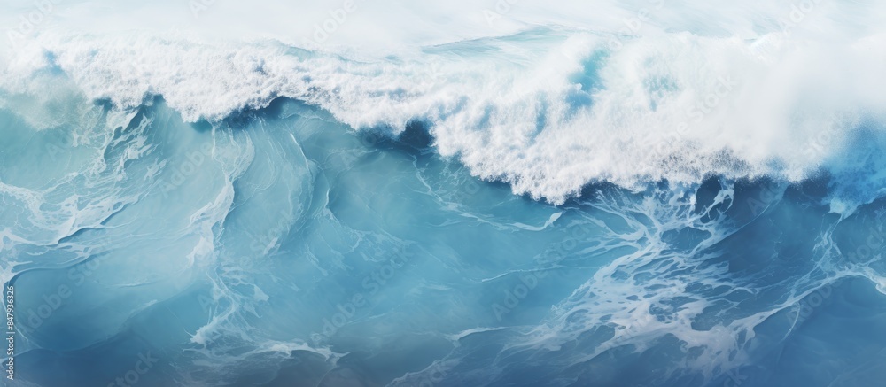 Blue sea with waves view made with slides top view. Creative banner. Copyspace image