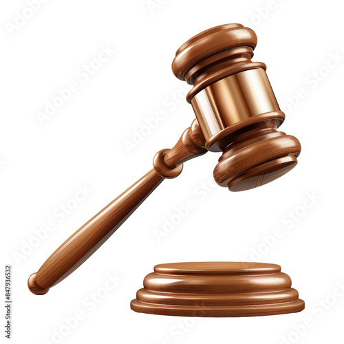 A wooden gavel rests on a block, symbolizing justice and authority.