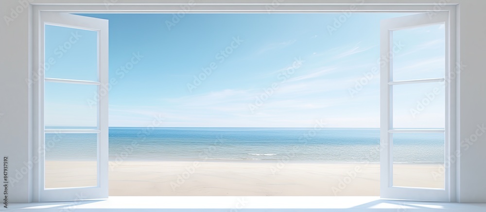 open window view of the sea good weather summer. Creative banner. Copyspace image