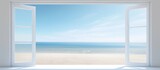 open window view of the sea good weather summer. Creative banner. Copyspace image