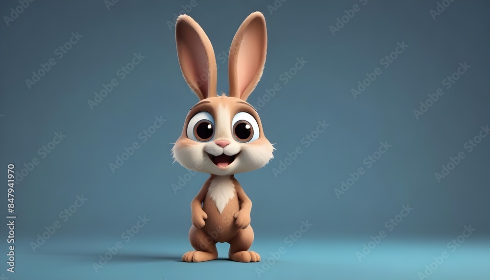 Fototapeta premium easter bunny rabbit isolated on blue backround, banner poster header design