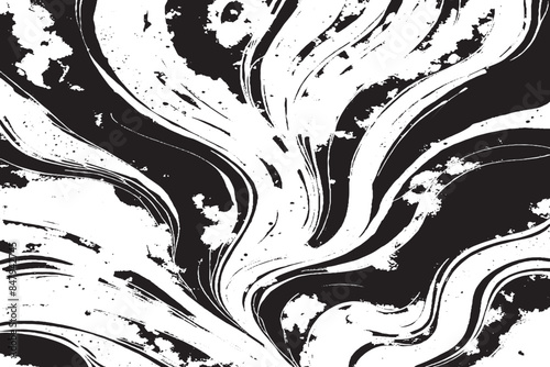 Monochrome Abstract Digital Art with Curved Interwoven Shapes