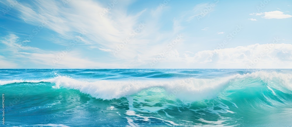 colorful green and blue water mixed in the sea. Creative banner. Copyspace image