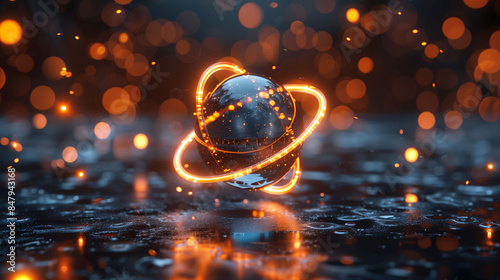 Wallpaper Mural Futuristic Glowing Sphere with Light Trails Torontodigital.ca