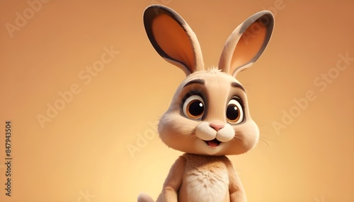 easter bunny rabbit isolated on orange backround, banner poster header design