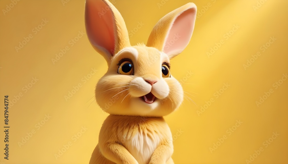 Fototapeta premium easter bunny rabbit isolated on gold backround, banner poster header design