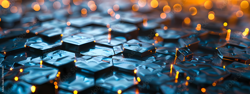 Fototapeta premium Innovative Hexagonal Surface with Dynamic Lighting