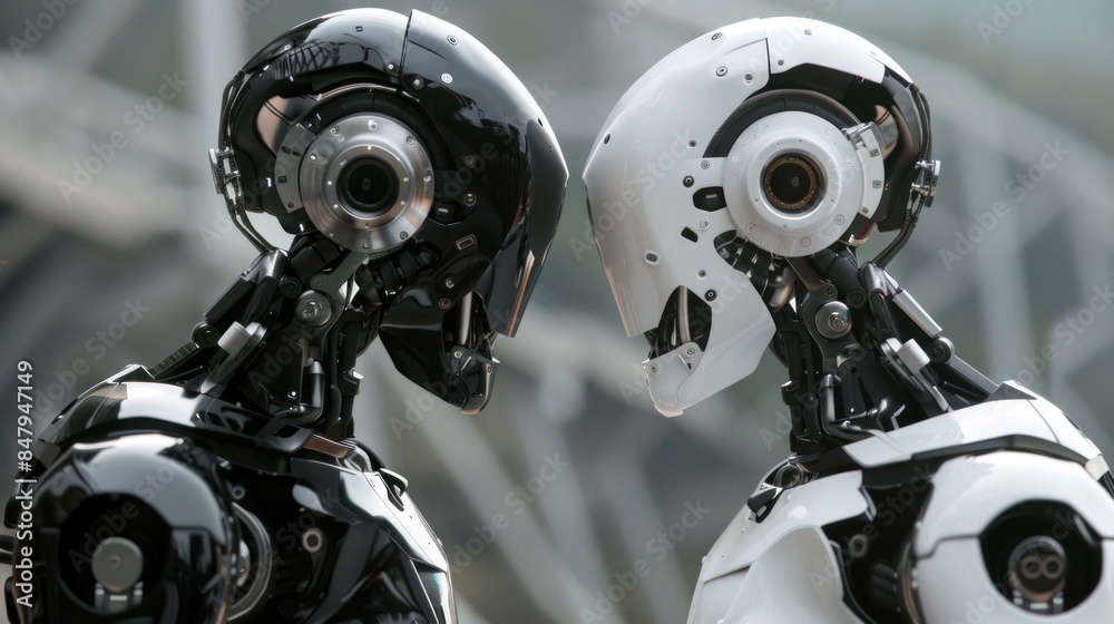 Fototapeta premium Humanoid robots facing each other