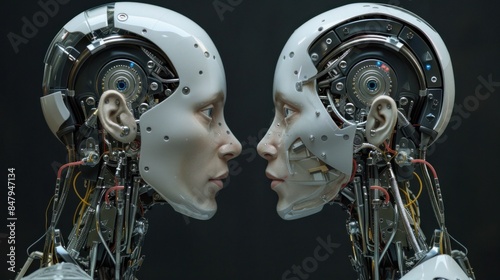 Humanoid robots facing each other