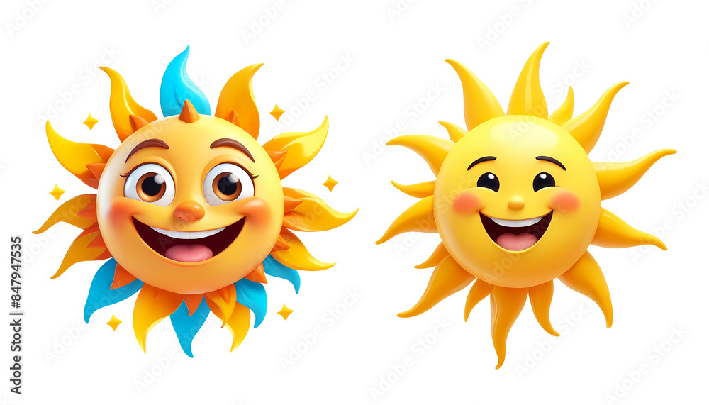 3d rendering sun cartoon characters isolated on transparent background, PNG file add 3d rendering sun cartoon characters isolated on transparent background, PNG file add