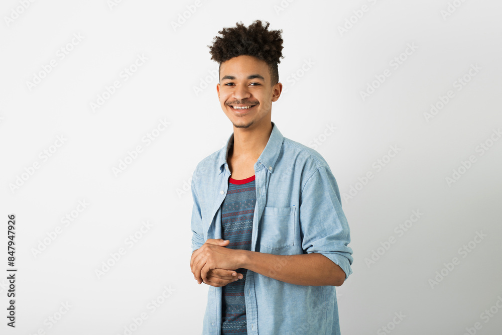 portrait of young handsome black man, african american youth