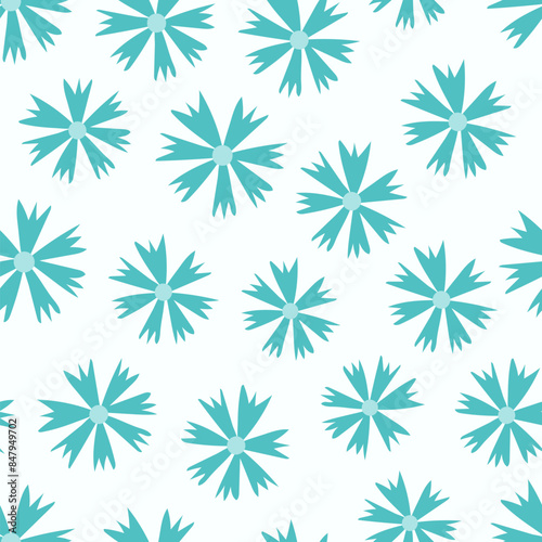 Children's floral seamless pattern. Hand drawn abstract blue flowers background.