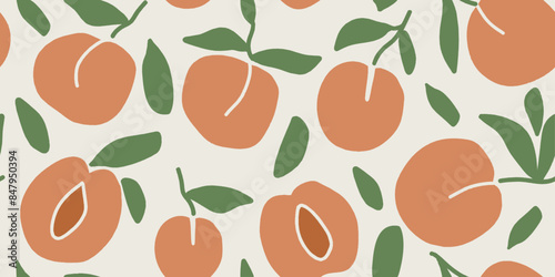 Seamless pattern with peach Vector hand draw peach background for wallpaper cover fabric textile