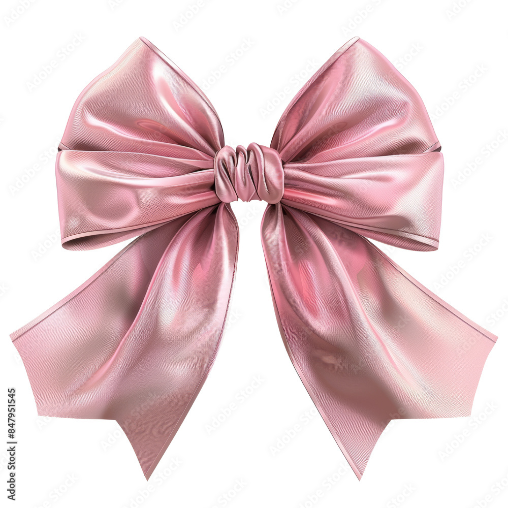 A delicate pink satin bow, tied with a perfect knot, isolated on a black background. A delicate pink satin bow, tied with a perfect knot, isolated on a black background.