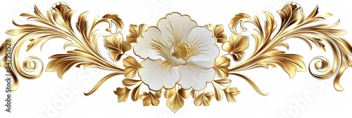 Wallpaper Mural gold decorative vintage floral ornaments elegant style vintage design on white background Torontodigital.ca