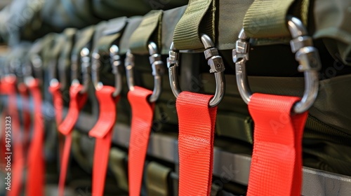 Polyester straps and steel hooks designed for transportation purposes photo