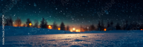 Night winter city bokeh, concept christmas snow holiday.