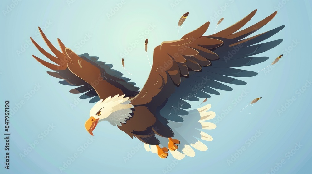 Obraz premium Create a dynamic 2d illustration of an eagle character for a cartoon design