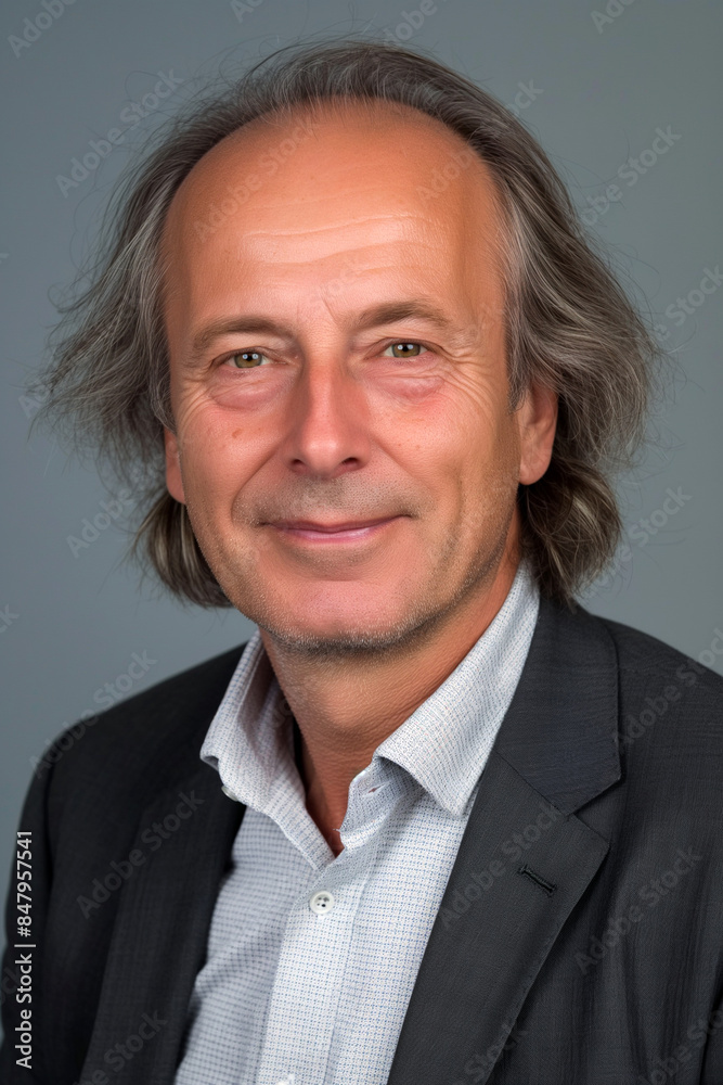 Senior Man with Long Hair in Business Attire Senior Man with Long Hair in Business Attire