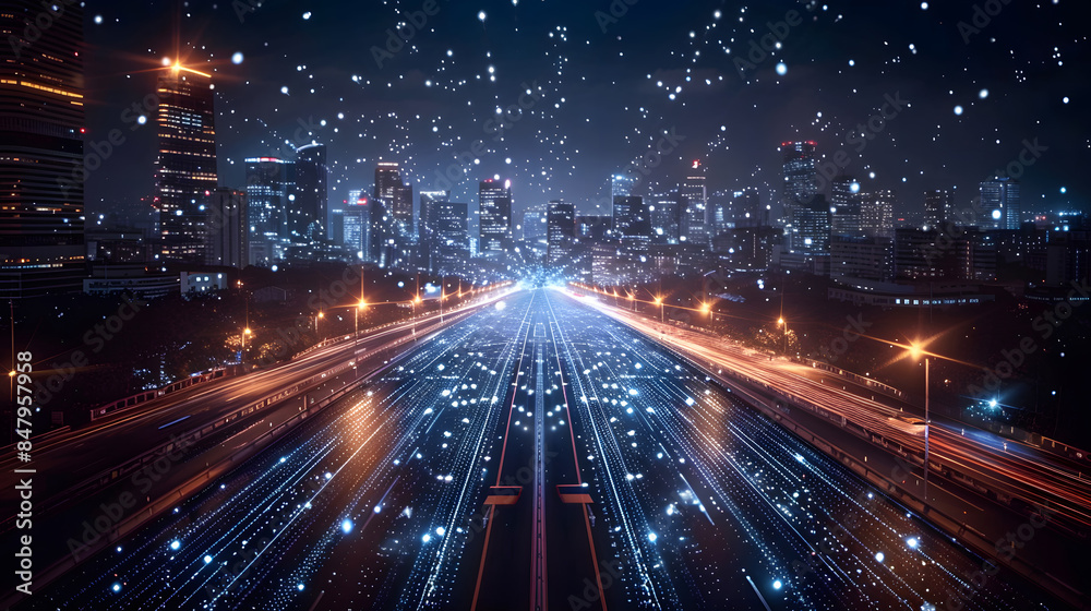Illustration of a smart cityscape in a speed and efficiency of interconnected transportation systems. Innovation with smart infrastructure, IoT-enabled public services, and tech-driven urban planning. Illustration of a smart cityscape in a speed and efficiency of interconnected transportation systems. Innovation with smart infrastructure, IoT-enabled public services, and tech-driven urban planning.