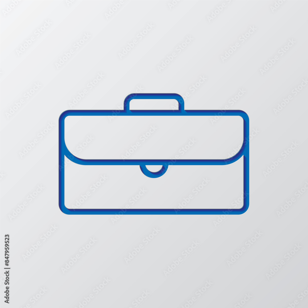 Briefcase, portfolio simple icon vector. Flat design. Paper cut design. Cutted blue symbol with shadow. Gray background Briefcase, portfolio simple icon vector. Flat design. Paper cut design. Cutted blue symbol with shadow. Gray background