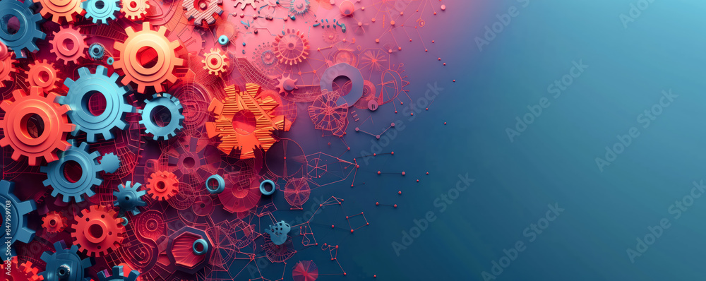 Abstract illustration of gear mechanism on a dark background. Business concept. Abstract illustration of gear mechanism on a dark background. Business concept.