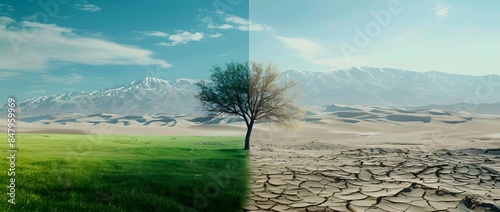 Climate Change Metaphor: Lush Green vs. Barren Desert