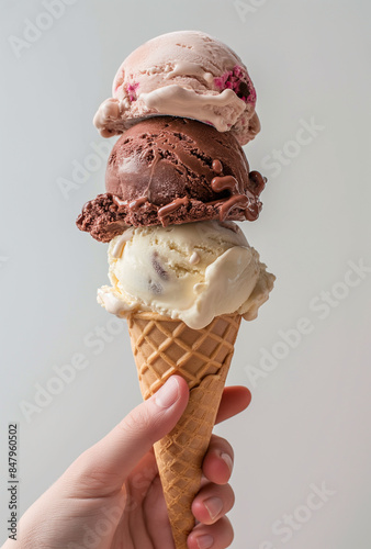 a hand holding an ice cream cone