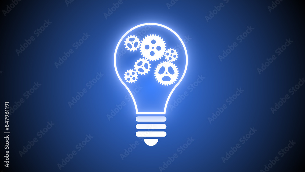 Light Bulb with Rotating Gears, Idea Concept Animation Light Bulb with Rotating Gears, Idea Concept Animation