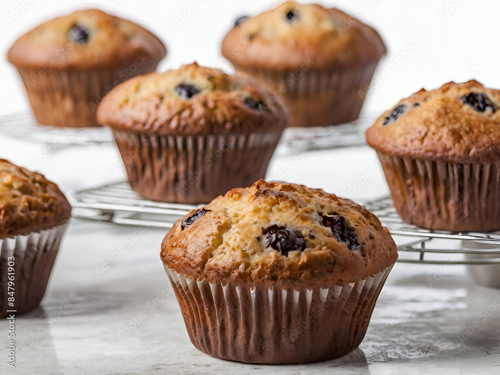 Tasty cranberry muffin isolated on a white background Ai generative.
