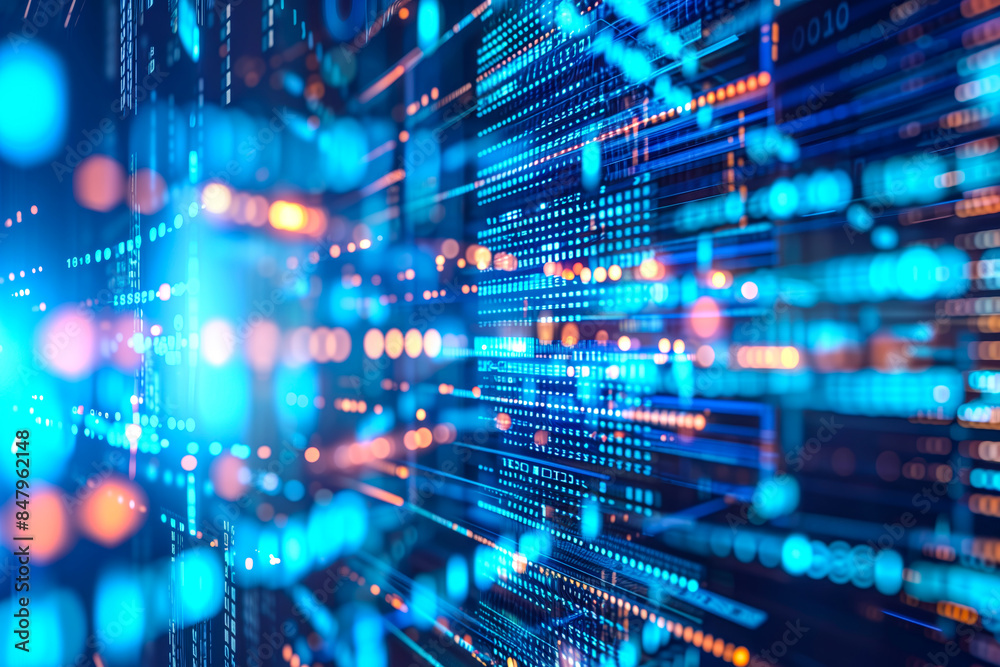 Information streams and digital interfaces representing AI data processing illustration Information streams and digital interfaces representing AI data processing illustration