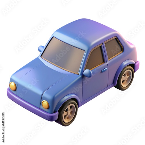 blue car isolated 3d cartoon style illustration  photo