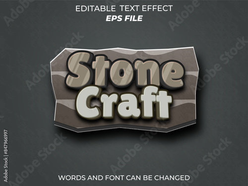 stone craft text effect, font editable, typography, 3d text for games. vector template