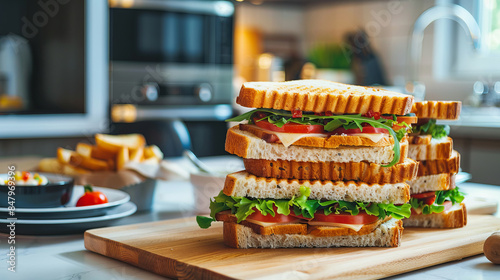 Freshly made sandwiches with vegetables in a modern kitchen © standret