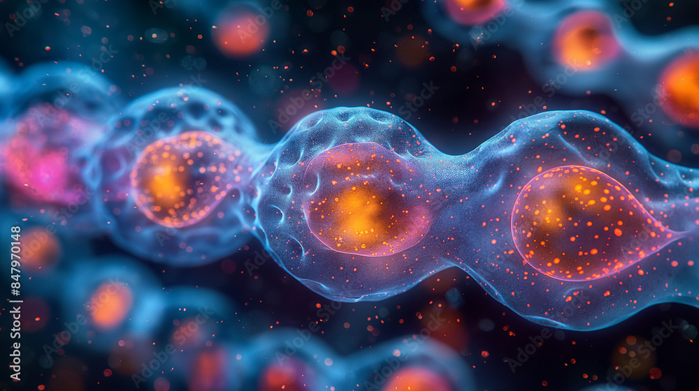 A fluorescence microscopy image capturing the distribution of a ...
