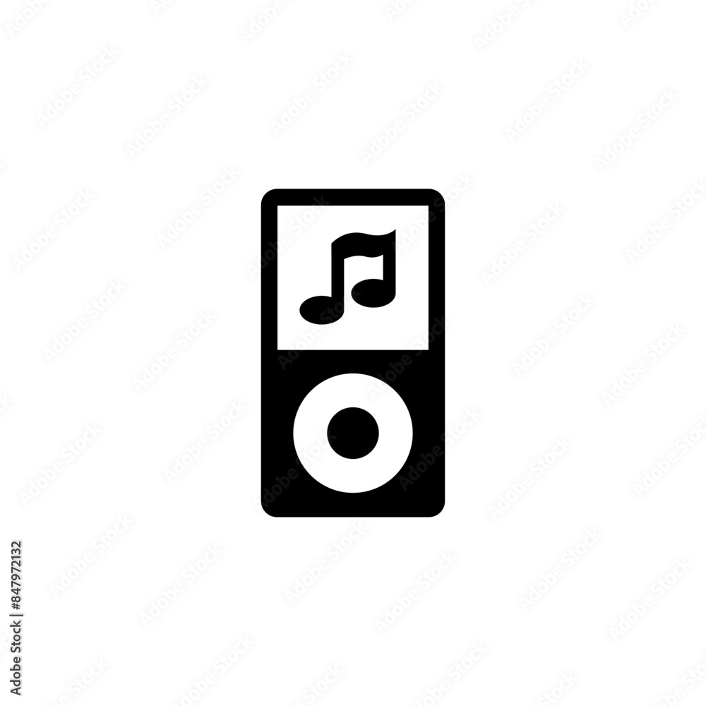Modern, black and white music player icon suitable for apps, websites, and other digital platforms Modern, black and white music player icon suitable for apps, websites, and other digital platforms