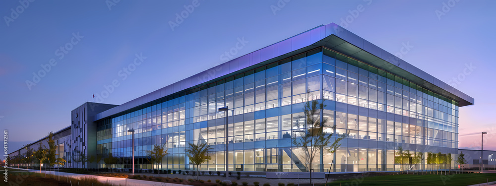 Modern Industrial Facility at Dusk Modern Industrial Facility at Dusk