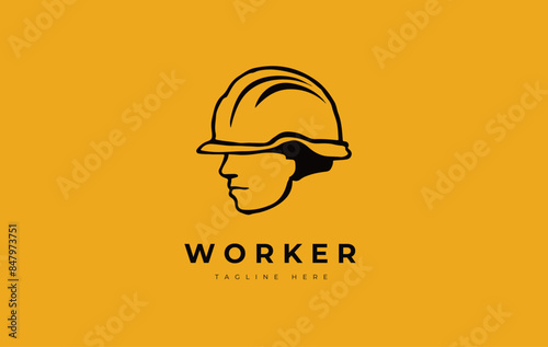 worker safety cap logo concept