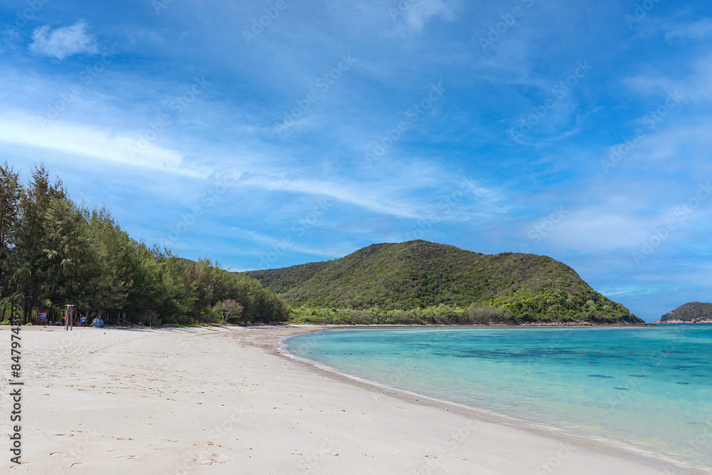 Beautiful tropical sea and white sand with clean blue sky at island Samae San District, Thailand Beautiful tropical sea and white sand with clean blue sky at island Samae San District, Thailand