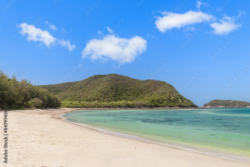 Beautiful tropical sea and white sand with clean blue sky at island Samae San District, Thailand Beautiful tropical sea and white sand with clean blue sky at island Samae San District, Thailand