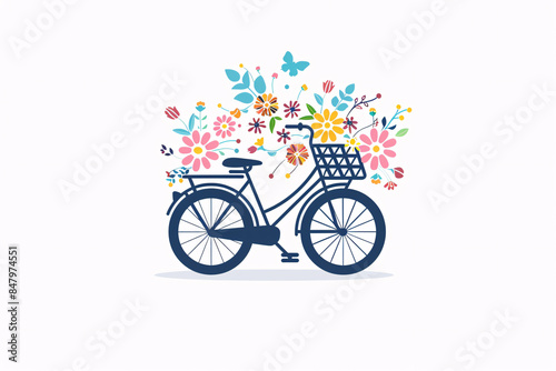 a bicycle with flowers and butterflies