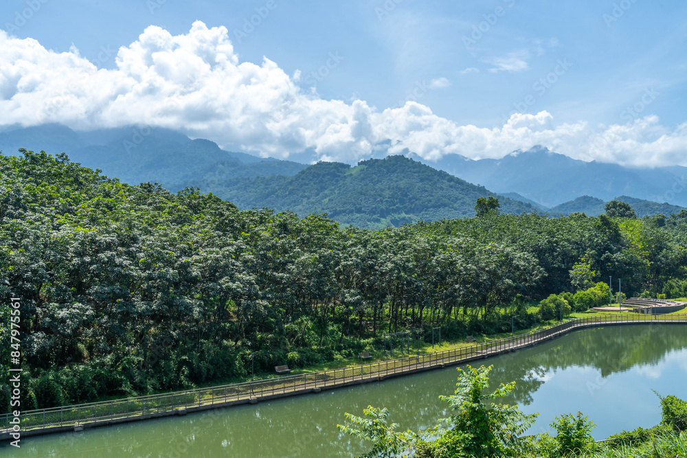Obraz premium landscape with lake and mountains