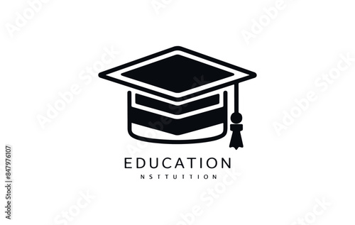 graduation cap icon logo vector design