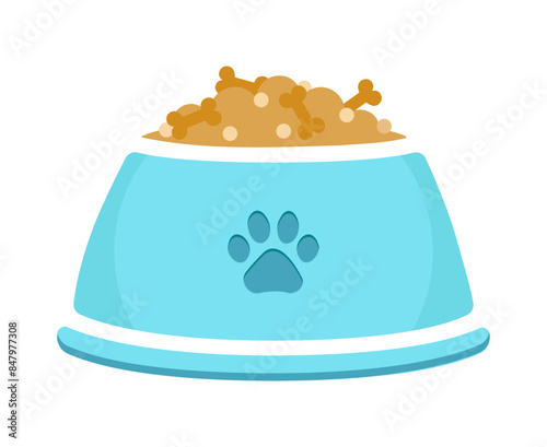 Dog food in a bowl clip art. vector illustration